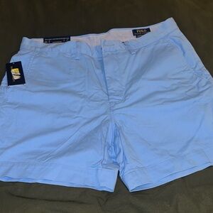 Polo by Ralph Lauren Men's Sky Blue Flat Front Shorts